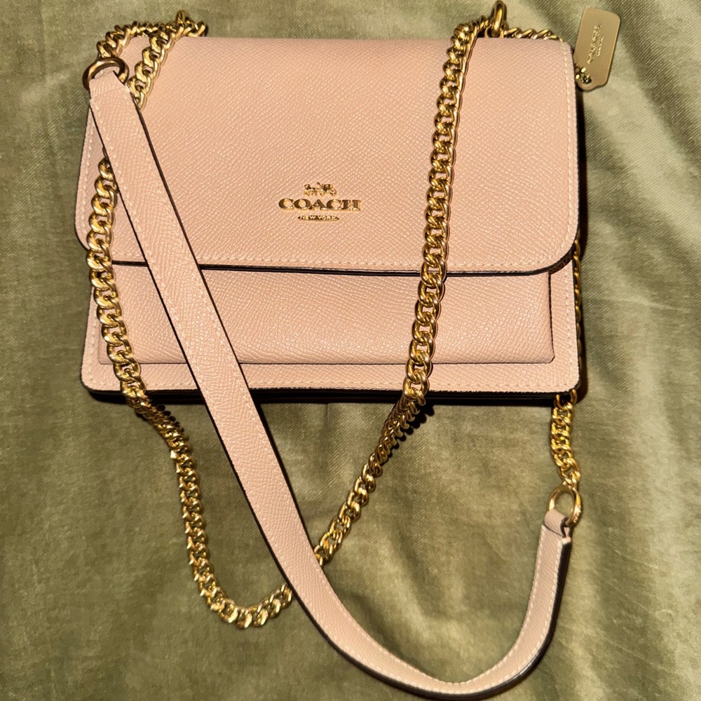 Coach Leather Crossbody Bag with Gold Chain